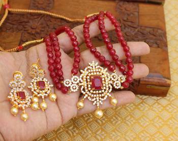 Gold platted cz beads chocker set 2