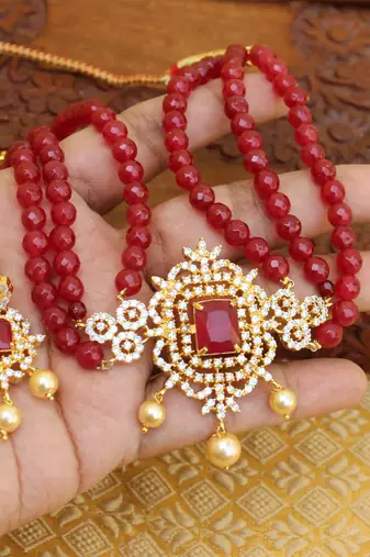 Gold platted cz beads chocker set