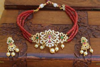 Gold platted cz beads chocker set 1