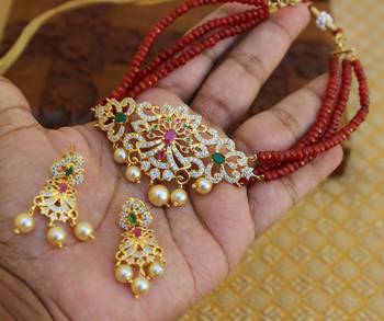 Gold platted cz beads chocker set 2