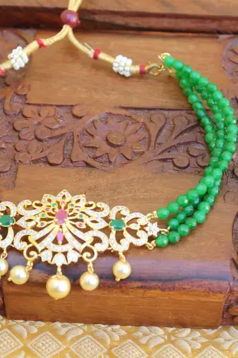 Gold platted cz beads chocker set