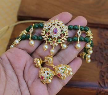 Gold platted cz beads chocker set 1