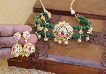 Gold platted cz beads chocker set 2