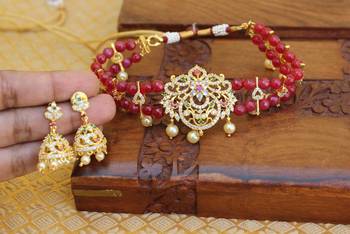 Gold platted cz beads chocker set 1