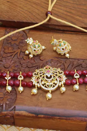 Gold platted cz beads chocker set