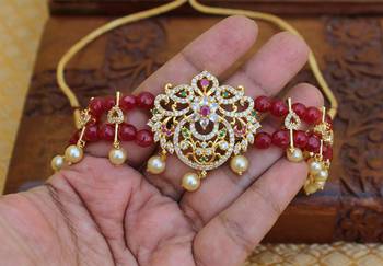 Gold platted cz beads chocker set 2
