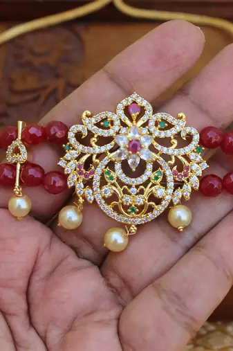 Gold platted cz beads chocker set
