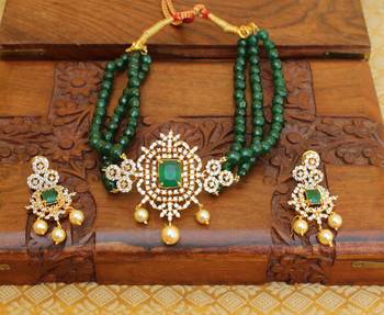 Gold platted cz beads chocker set 1