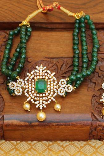 Gold platted cz beads chocker set