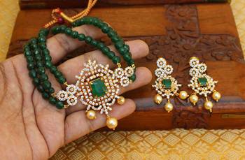 Gold platted cz beads chocker set 2