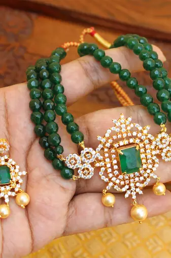 Gold platted cz beads chocker set