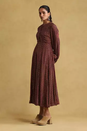Burgundy printed dress By ritu kumar