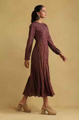 Burgundy printed dress By ritu kumar
