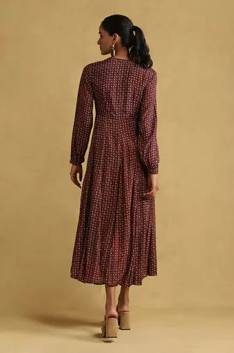 Burgundy printed dress By ritu kumar