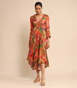Orange floral print dress By ritu kumar