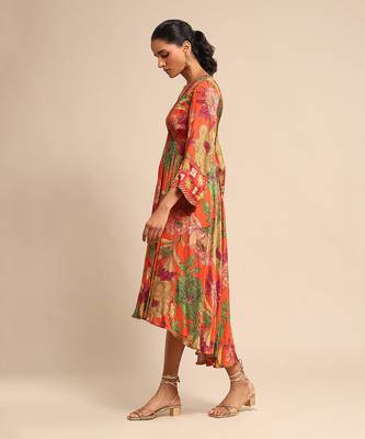 Orange floral print dress By ritu kumar 2