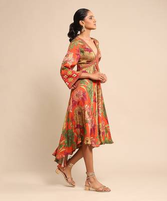 Orange floral print dress By ritu kumar 3