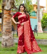 multi Premium Actress Wear edding Wear Dola Silk Woven Designer Saree