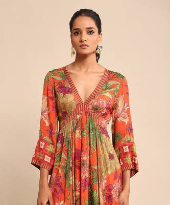 Orange floral print dress By ritu kumar 4