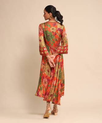 Orange floral print dress By ritu kumar 5