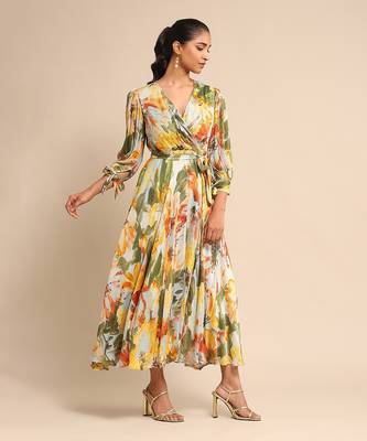 Blue floral print dress By ritu kumar 1