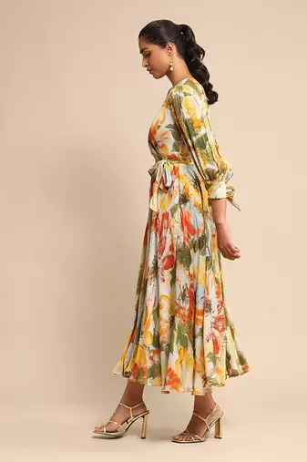 Blue floral print dress By ritu kumar