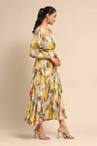 Blue floral print dress By ritu kumar