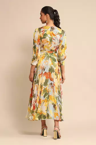Blue floral print dress By ritu kumar