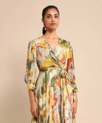 Blue floral print dress By ritu kumar 5