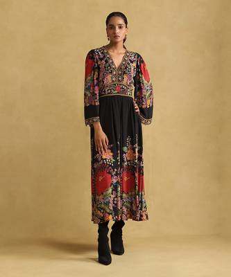 Black floral print dress 1