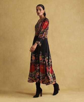 Black floral print dress 2