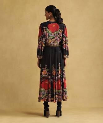Black floral print dress 4