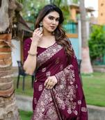 Purple Premium Actress Wear Wedding Wear Dola Silk Woven Designer Saree