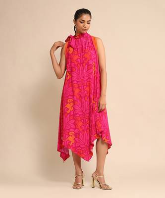 Fuschia floral print dress By Ritu kumar 1