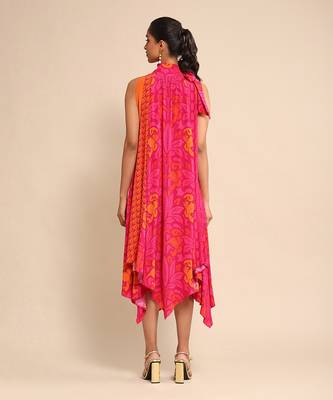 Fuschia floral print dress By Ritu kumar 4