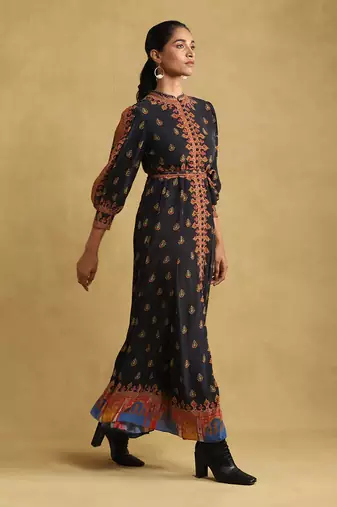 Black printed dress by Ritu kumar