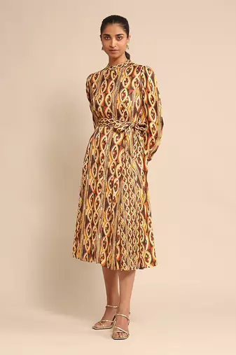 Rust print dress By Ritu kumar