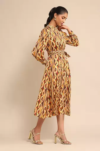 Rust print dress By Ritu kumar