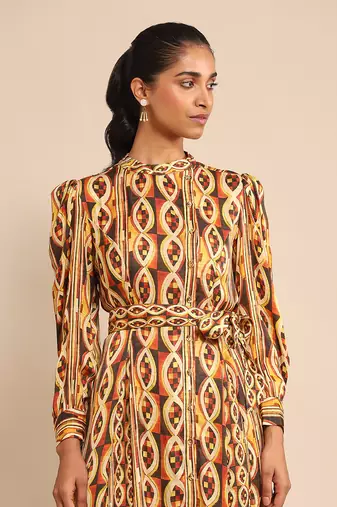 Rust print dress By Ritu kumar