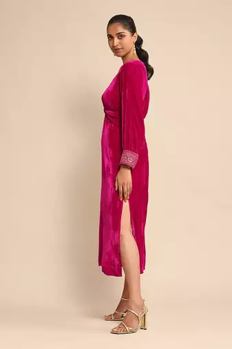 Fuschia solid dress by Ritu kumar