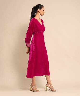 Fuschia solid dress by Ritu kumar 3