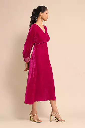 Fuschia solid dress by Ritu kumar