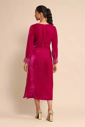 Fuschia solid dress by Ritu kumar