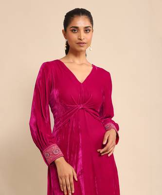Fuschia solid dress by Ritu kumar 5