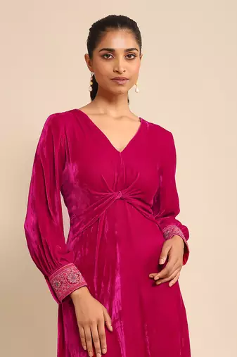 Fuschia solid dress by Ritu kumar