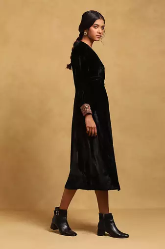 Black solid dress by RITU KUMAR