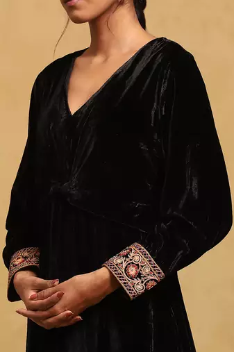 Black solid dress by RITU KUMAR
