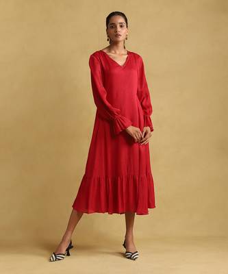 Pink solid dress by RITU KUMAR 1