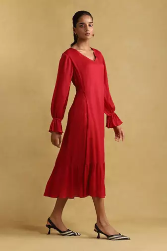 Pink solid dress by RITU KUMAR