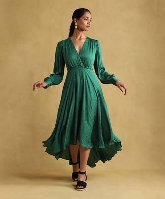 Teal solid dress by RITU KUMAR 1